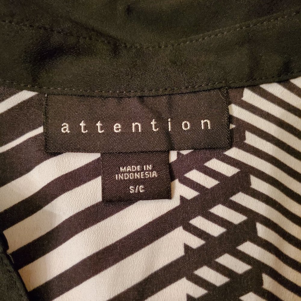 Attention Geometric Chevron Stripe Blouse Pink Orange Black Sz S - Picture 4 of 5